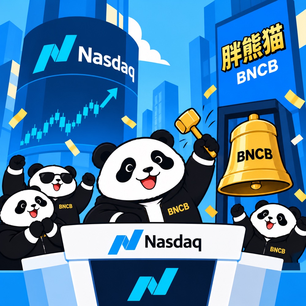 Fat Panda ringing the $BNCB bell with the panda crew